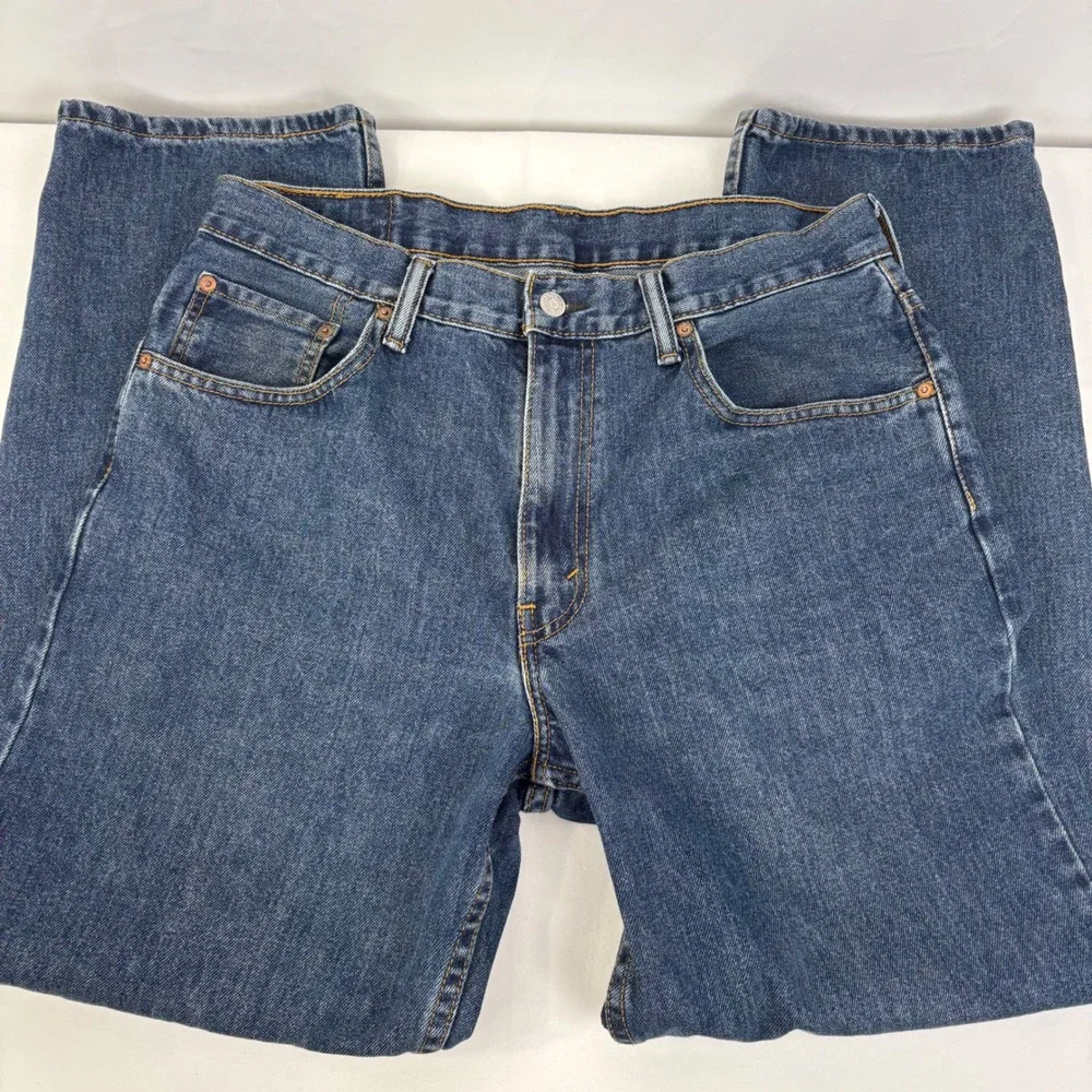 Levis Men's 550 Relaxed Fit Tapered Leg Jeans Dark Wash Blue Denim 34x30
